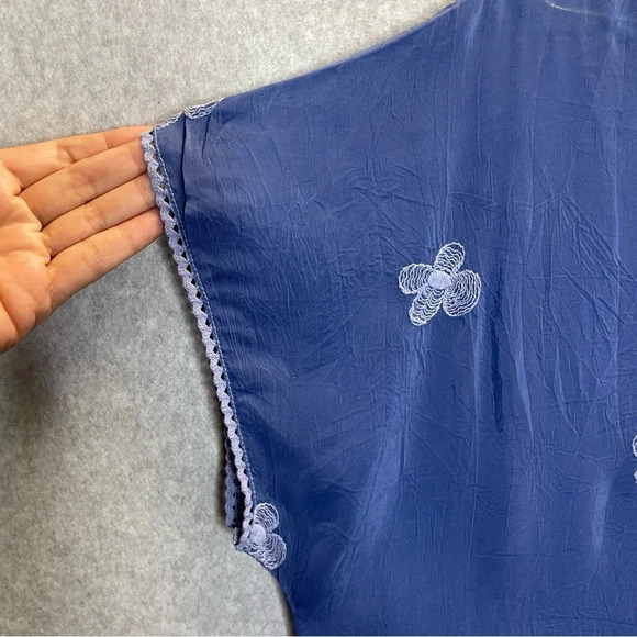 Johnny Was Embroidered Floral Blue Boho Tunic Top - Picture 5 of 7